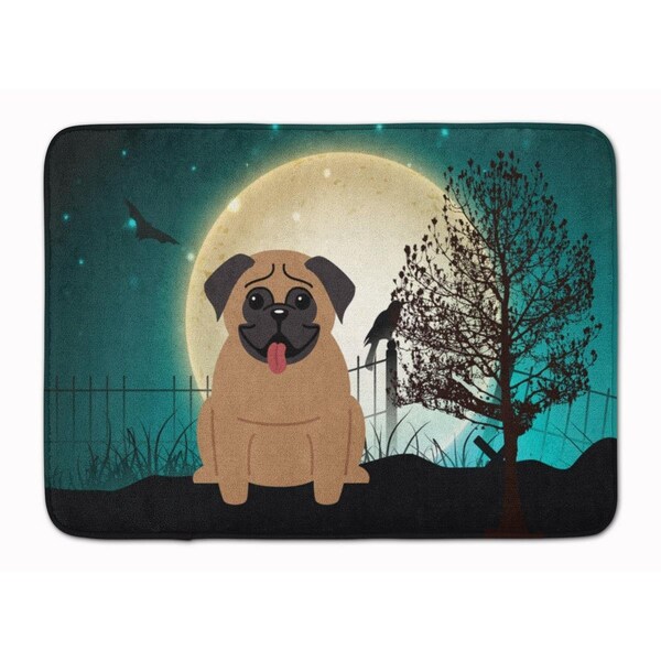 Carolines Treasures Halloween Scary Pug Brown Machine Washable Memory Foam Mat BB2195RUG - main